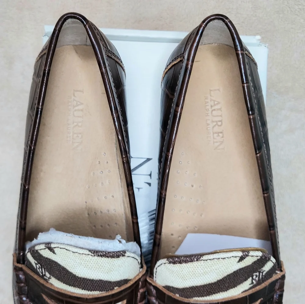 Lauren Ralph Lauren Wynnie Zebra Brown Animal Print Loafers Size 6B NWT Preppy